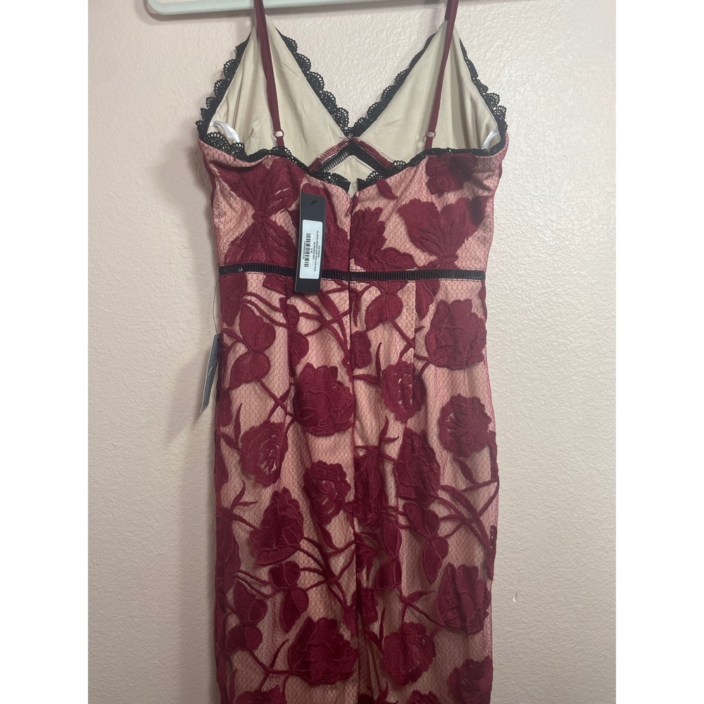 Lulus Alluring Dream Floral Mesh Lace Midi Dress Burgundy XS NWT - Picture 2 of 12